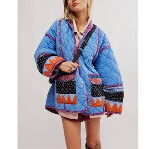 FREE PEOPLE Winnie Jacket / Blue Combo NWT XL